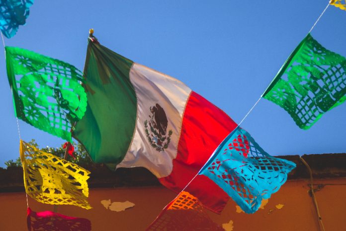 Mexican flag and papel picado